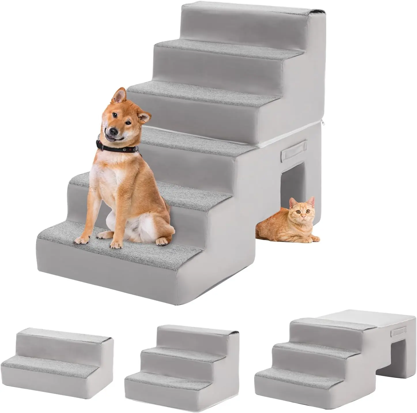 3 Tiers Training Stairs Ramp Stairs Dog Stairs Non-Slip Pet Ramp Stairs Dog Ramp for Pet Dog Removable and Washable