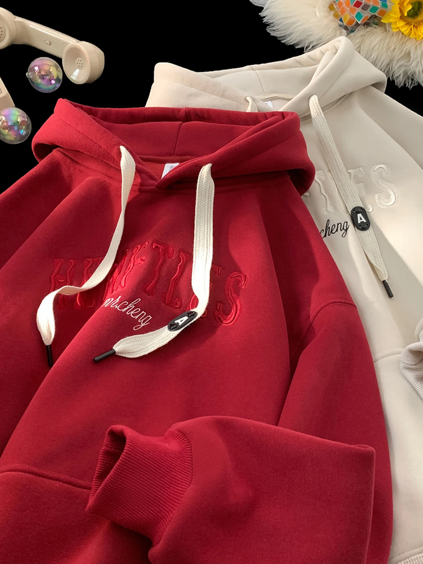 

Reddi Brown Толстовка с капюшоном с вышивкой Thiened Fce ex Осень Зима Jaet Молодежный американский Sle Износостойкий