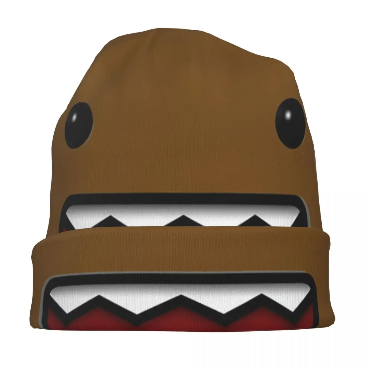 Domo Kun Doll Face Funny Bonnet Hats Fashion Street Skullies Beanies Hats for Men Women Knitted Hat Spring Dual-use Cap