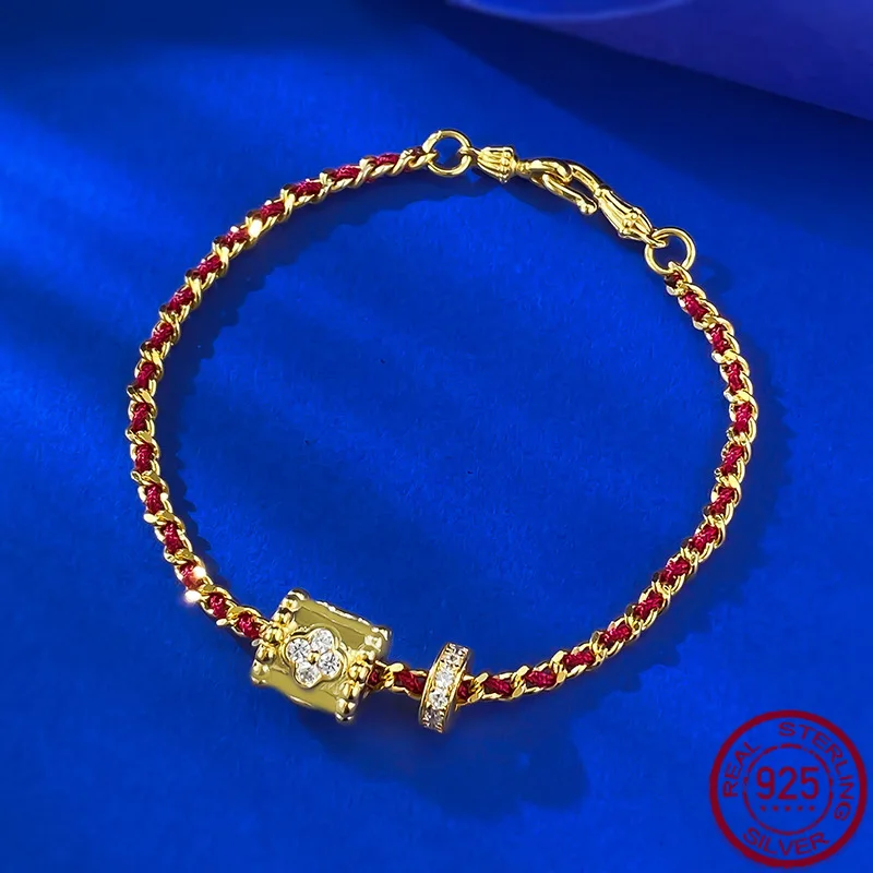 

New 925 Silver Fashion Style Simple and Fashionable Small Fragrance Style Solid Transport Bead Weaving Hand Rope Wedding Jewelry