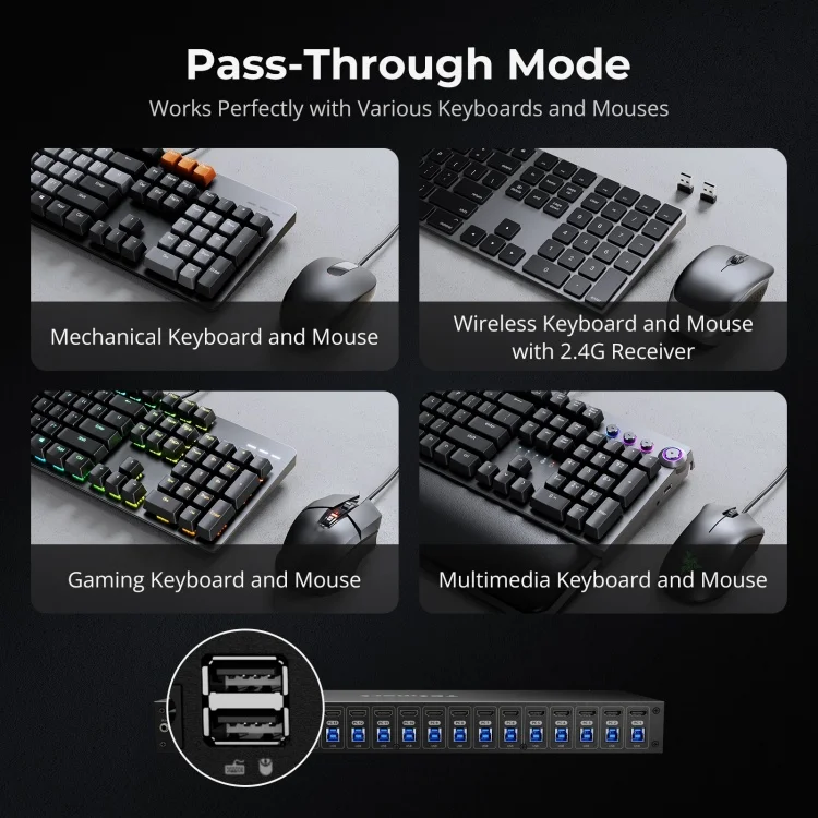 16 منفذ KVM التبديل دعم 4K60HZ USB 3.0 التوصيل الساخن مفتاح ساخن RS232 LAN ميناء التحكم EDID 16x1 HDMI فيديو الجلاد