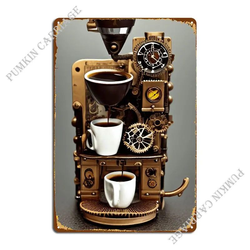 

Surreal Espresso Machine Metal Sign Living Room Designing Cinema Wall Mural Cinema Tin Sign Poster