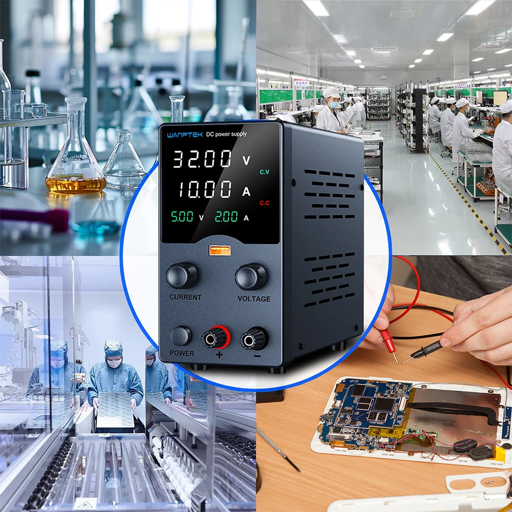 Wanptek Labornetzteil, einstellbar, 0–30 V, 0–10 A/0–60 V, 0–5 A/0–120 V, 0–3 A, mit USB-Ausgang, Display-Tisch, DC-Netzteil – Detail 6