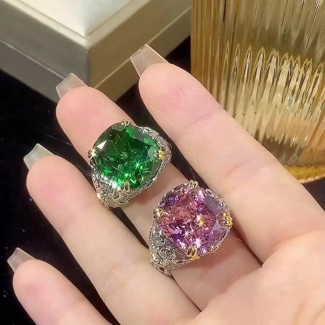 

New Jewelry vintage Green Ring Retro Style Inlaid Rhinestone Fashion Women's Jewelry