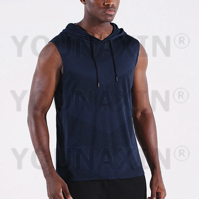 Men Sports Hooded Vest Quick-drying Sleeveless Top Basketball Running Marathon Fitness Sportswear Quick-Drying L XL 2XL 3XL 4XL