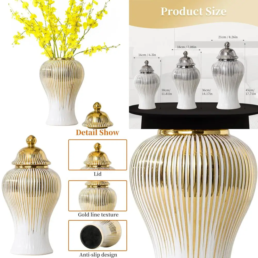 

Элегантная белая и золотая фарфоровая банка для имбиря с крышкой, 12 декоративных керамических ваз для хранения дома и кухни