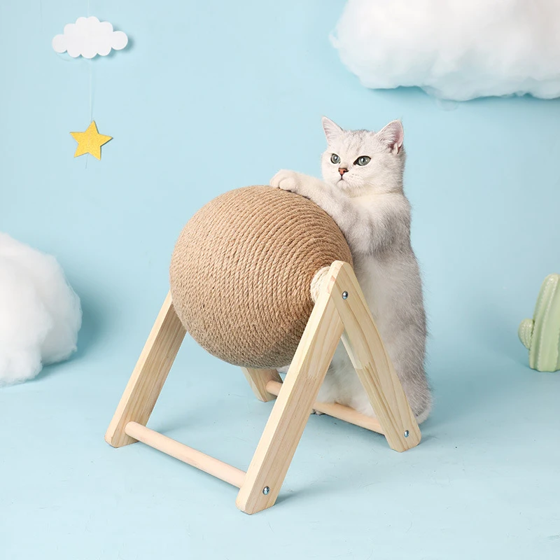 

Climbing Scratcher Cat Scratching Ball Wood Stand Pet Furniture Sisal Rope Ball Toy Kitten Grinding Paws Scraper Toys For Cats