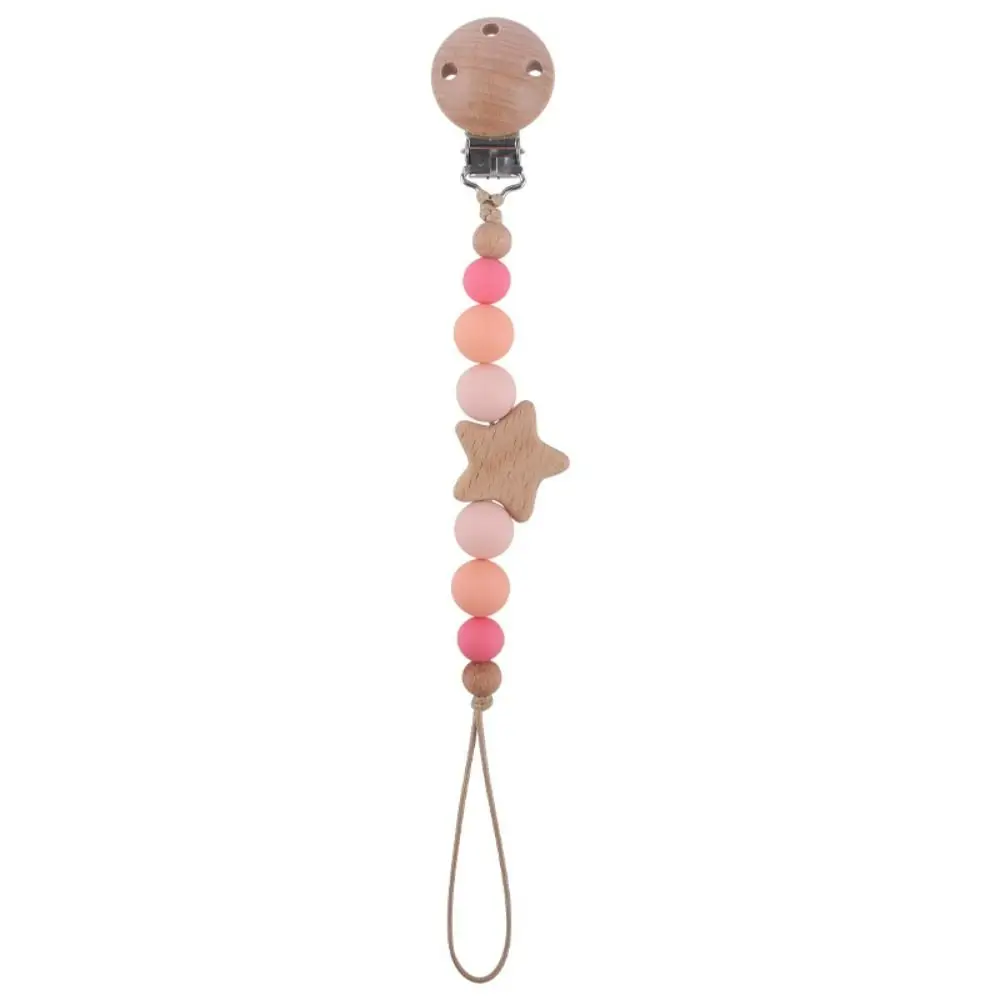 

Colorful Children Toddler Soother Holder Wood Baby Teether Toys Straps Baby Pacifier Chain Pacifier Holder Clips Dummy Clips