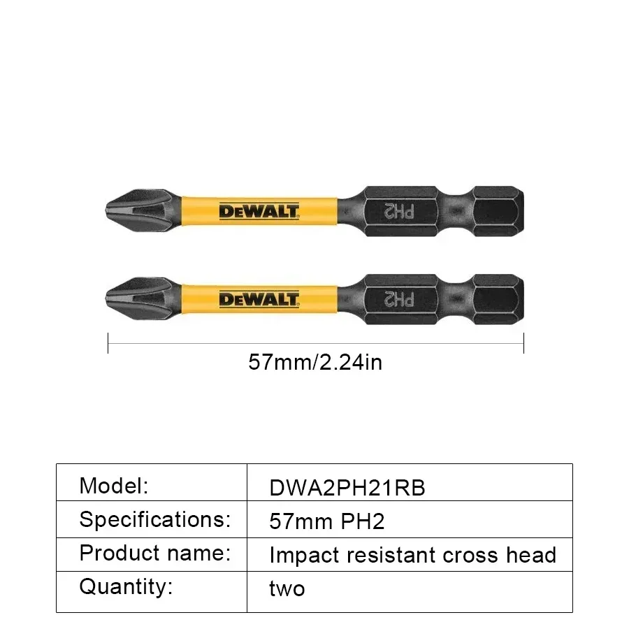 DEWALT ударные отвертки 2/5/10 шт. PH2 57 мм оригинальная электрическая отвертка ударопрочная крестовая головка DWA2PH21RB