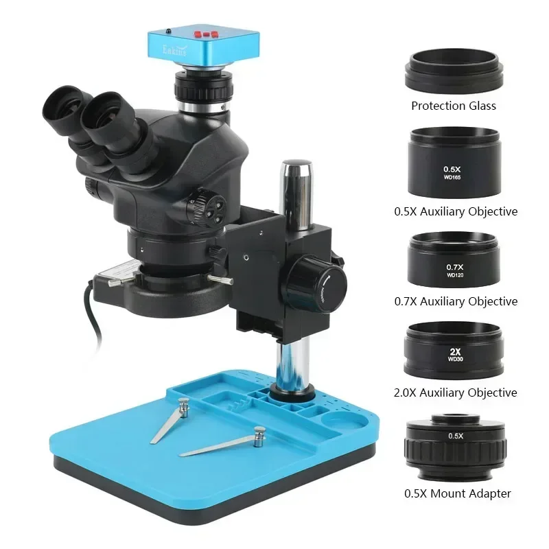 

1080P 48MP 2K 4K HDMI USB VGA C Mount Video Camera 50X 100X Simul-Focal Stereo Trinocular Microscope Phone Soldering PCB Repair