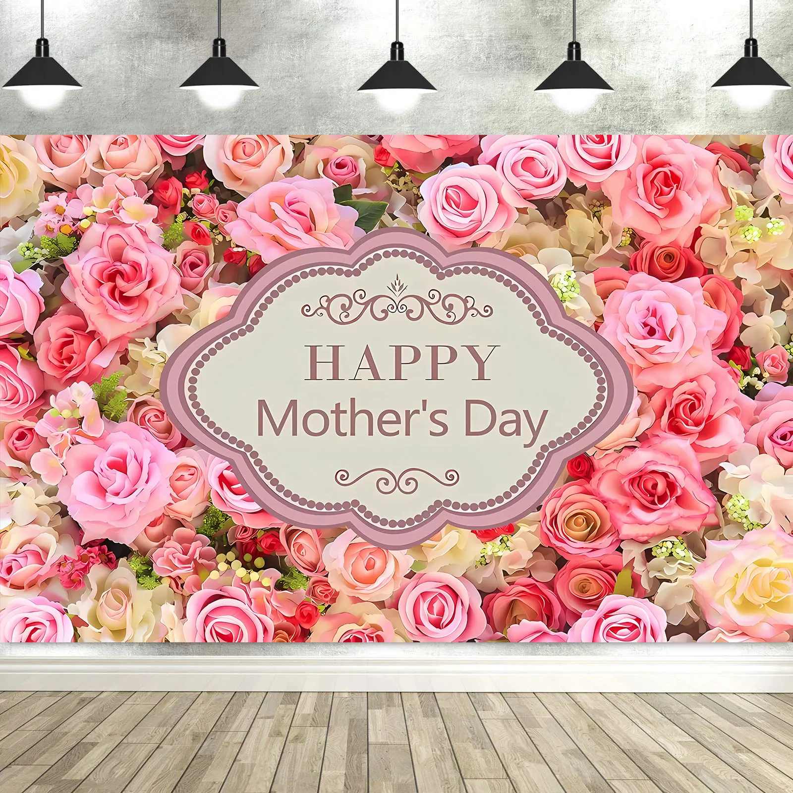 Mother's Day Background Pink Flower Love Background Festival Party Decoration Activity Gift Banner Photo Booth Photo Props