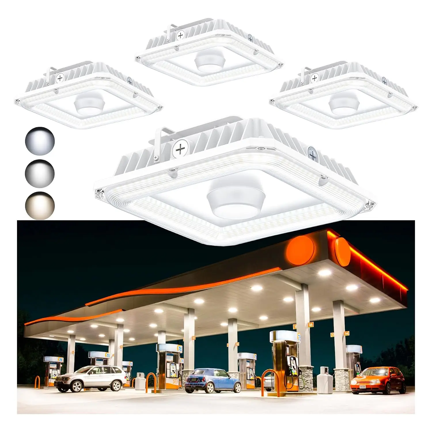 4Pack LED Canopy Light Dusk to Dawn Photocell 60W/48W/36W 3CCT Adjustable, Customized