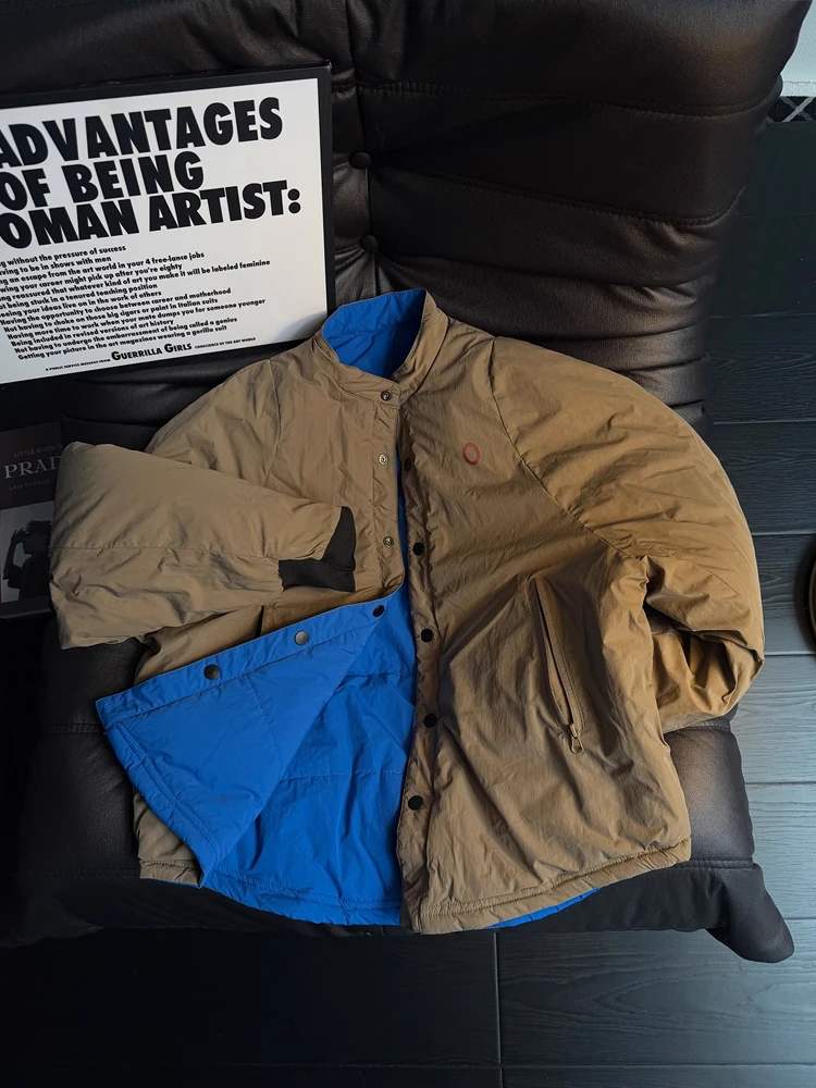 معطف شتوي خفيف الوزن على الوجهين من القطن Jaet للرجال بياقة واقفة معطف قطني فاخر خفيف الوزن للأزواج