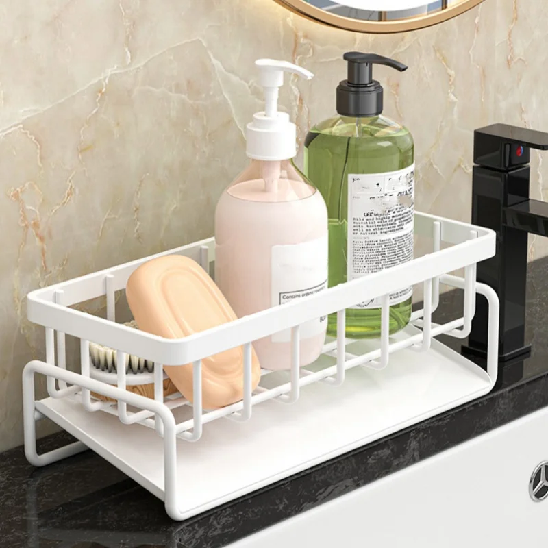 

Kitchen Sink Rack Multi-functional Carbon Steel Sponge Drain Holder Automatic Drainer Counter Household Bathroom Accessories