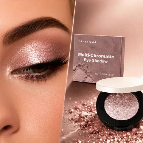Rose Gold Shimmer Shine Eye Shadow Daily Natural Glow Colorful Lustrous Eyeshadow Portable Compact Palettes For Travel Office Dating Party Eye Makeup Cosmetic