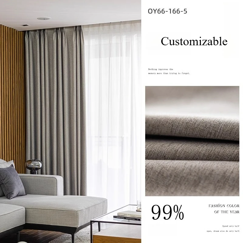 

Custom Size Cotton Linen Look Thermal Insulated Blackout Curtains for Living Room Bedroom Fabric Window Home Decor White Tulle