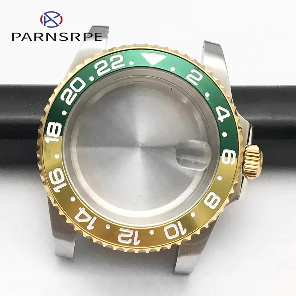 

New 40mm NH35 Watch Case Men GMT Diver Style Sapphire Crystal ceramic Bezel Stainless Steel Case Waterproof Daily Wear