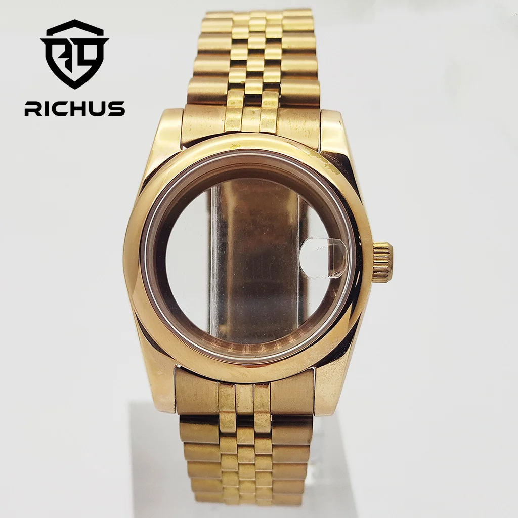 

RICHUS 36/39mm Rose Gold Watch Case Sapphire Glass Fit NH35 NH36 ETA2824 PT5000 Miyota82215-DG Movement Watch Accessories