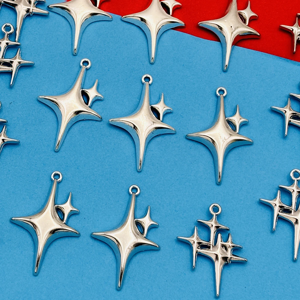 16-Piece Set of Four-Pointed Star DIY Handmade Pendants, Available in Two Styles: Single Star and Layered Double Star, Suitable for DIY Bracelets, Necklaces, Earrings, and Hanging Ornaments, Handmade Beaded Decoration Accessories - view 6