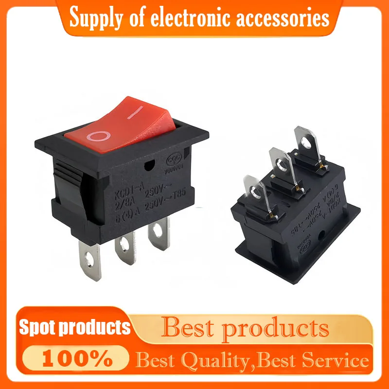 Boat-shaped switch KCD1-A 2/8A 250V - three-pronged two-position KCD1-101 red cover CQC