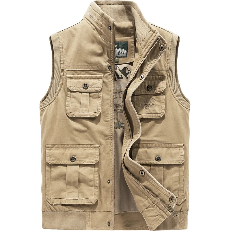 Mens Vest Cotton Waistcoat Spring Summer Loose Large Size Tank Top Men Clothing Safari Style Fishing Men's Gilet Homme