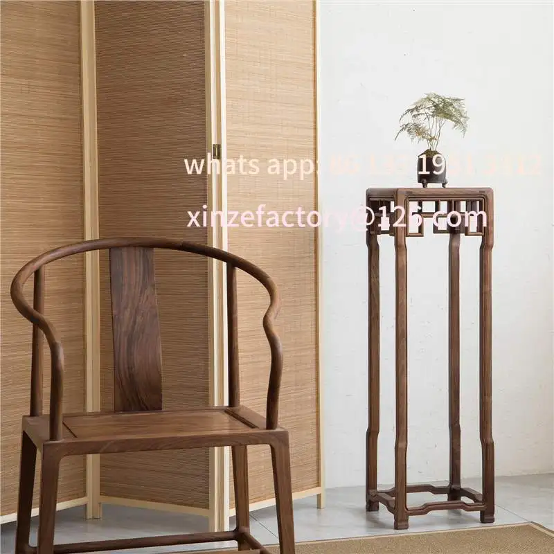 

Customizable New Chinese Black Walnut Flower Stand Living Room Modern Simple Light Luxury Elm Floor Side