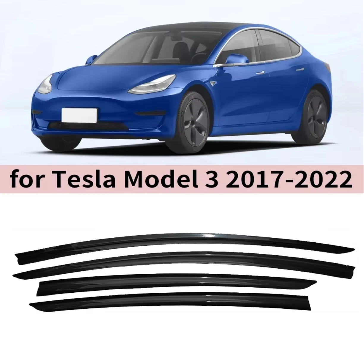 

For Tesla Model 3 2017 2018 2019 2020 2021 2022 2023 2024 Wind Deflectors Rain Guards Door Visor Shades Ventvisor Window Visor