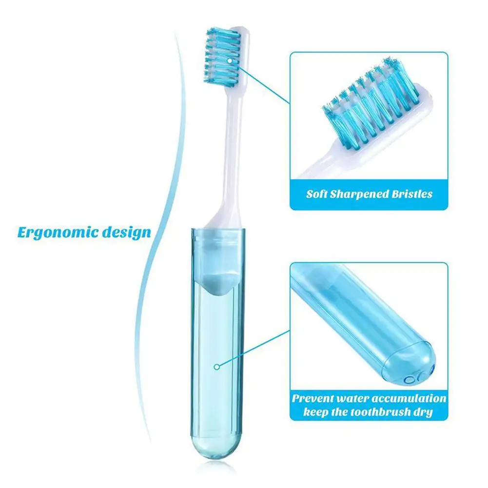 1 pçs viagem portátil dobrável escova de dentes super macio cerdas dobrar viagem acampamento caminhadas ao ar livre fácil tomar teethbrush