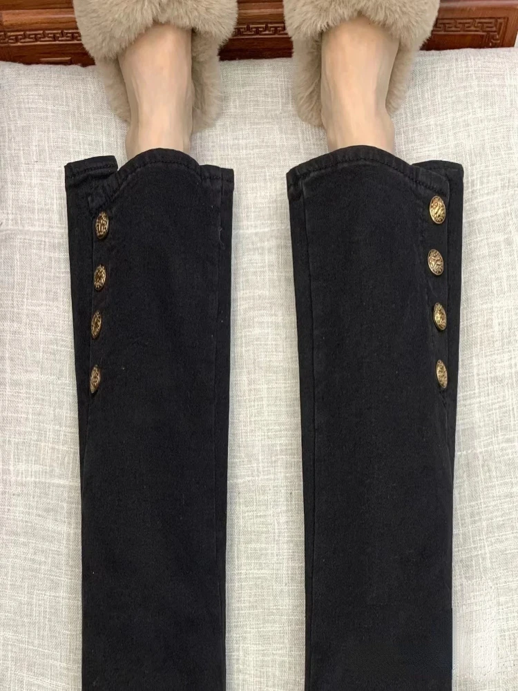 

High Waist Slimming Stretchy Micro Flared Jeans Women's Spring Summer Cotton Elastic High Waist Straight Leg Jeans