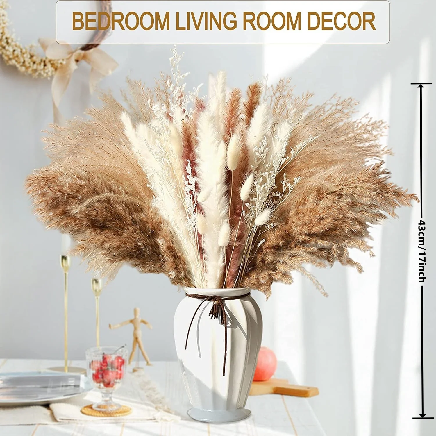 ของตกแต่งบ้าน ดอกไม้แห้ง พืชแห - Dried Pampas Bundle บทวิจารณ์และราคา