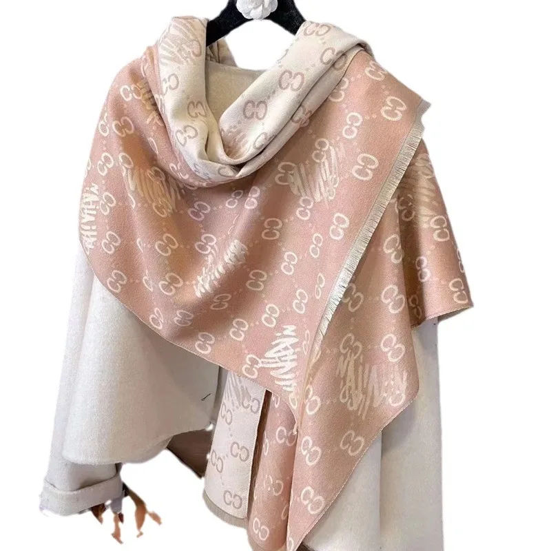 Lenço de caxemira dupla face para mulheres, xale de pashmina quente, envoltório foulard feminino, lenço hijab, caxemira grossa, designer de luxo, inverno