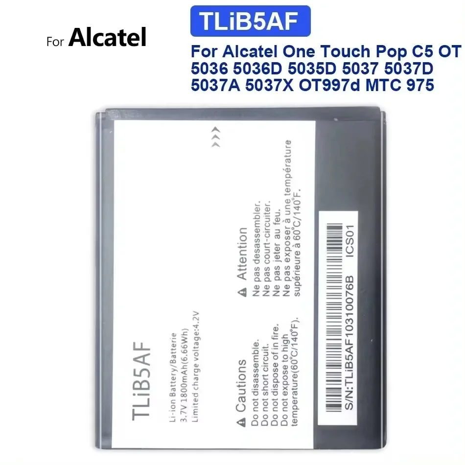 Portable Battery TLiB5AF TLiB5AB 1500mAh-1800mAh For Alcatel One Touch 768 OT800 6010 6010D 916 991 OT 997 997D Pop C5 OT 5036