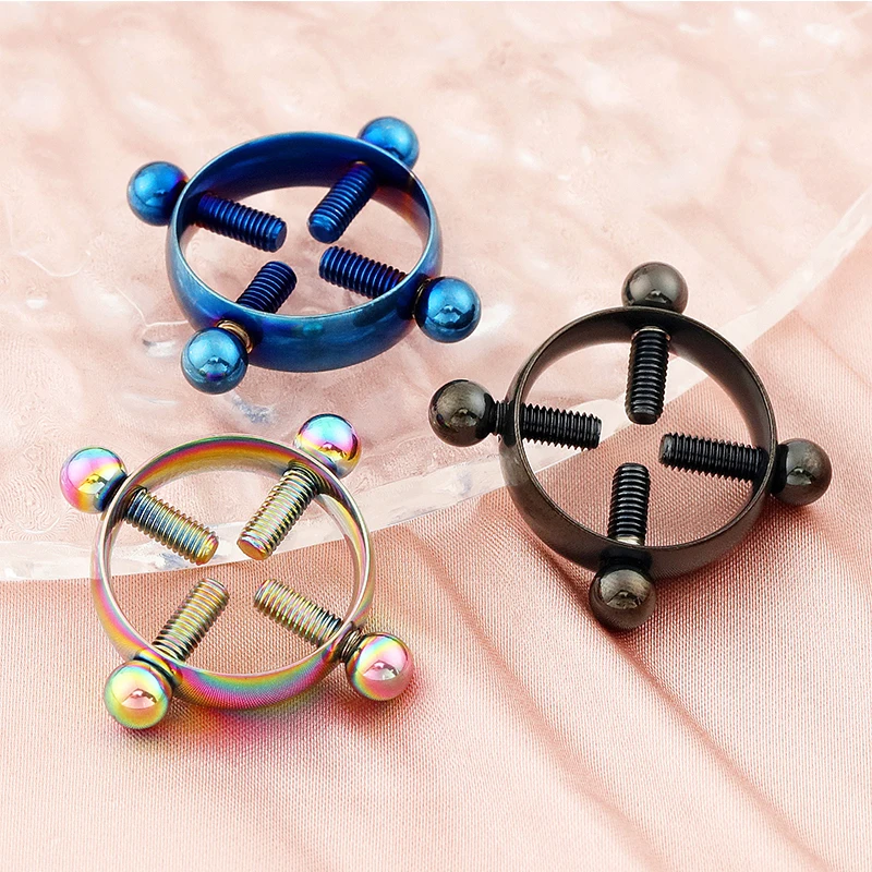 زوج واحد من مشابك الحلمة المتقاطعة المصنوعة من الفولاذ المقاوم للصدأ - مشابك قابلة للتعديل بدون ثقب، مجوهرات للجسم القوطي للرجال والنساء