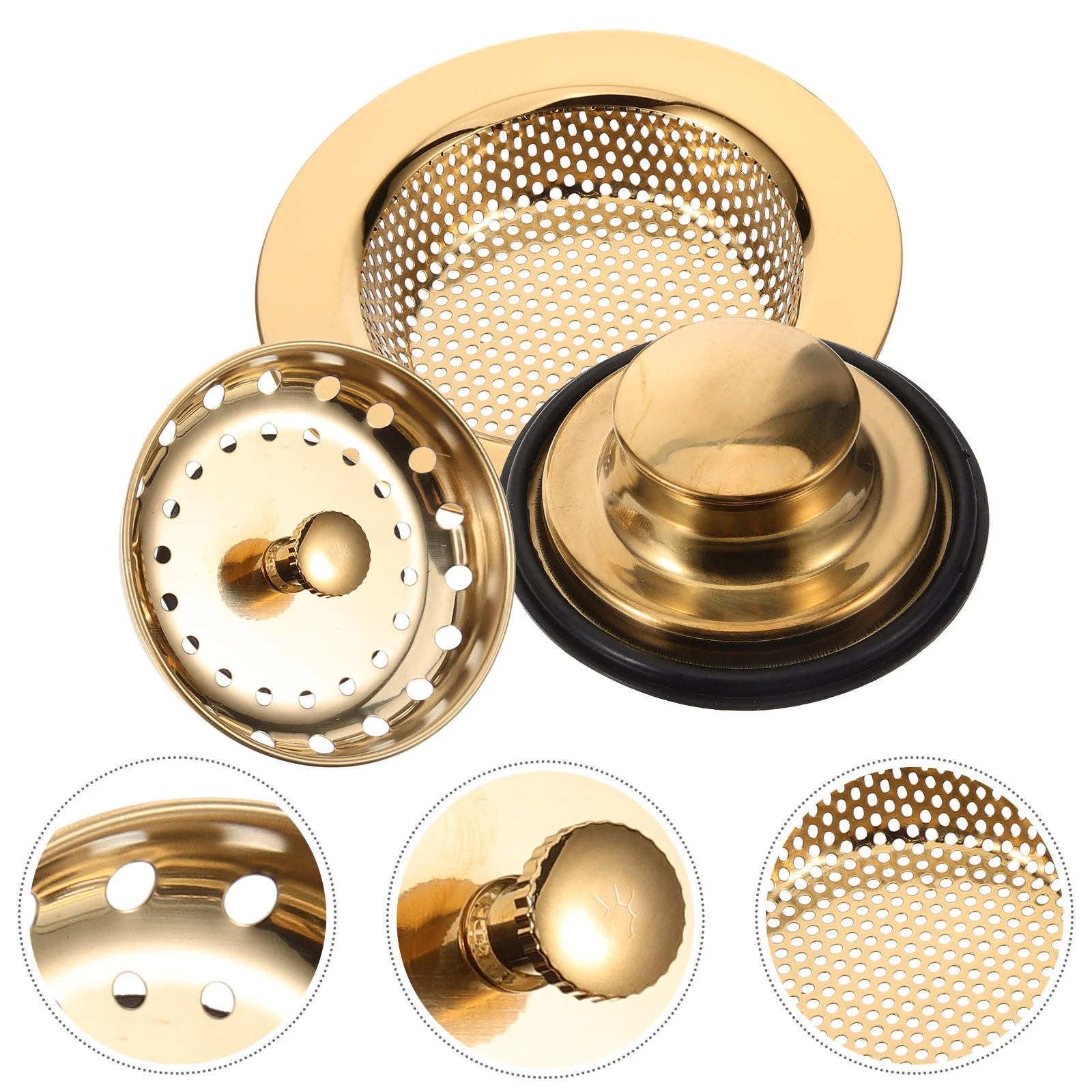 Sink Hair Catcher Pool Leaking Plug Strainer Basket Drain Cover Golden Rubber Kitchen Filtering