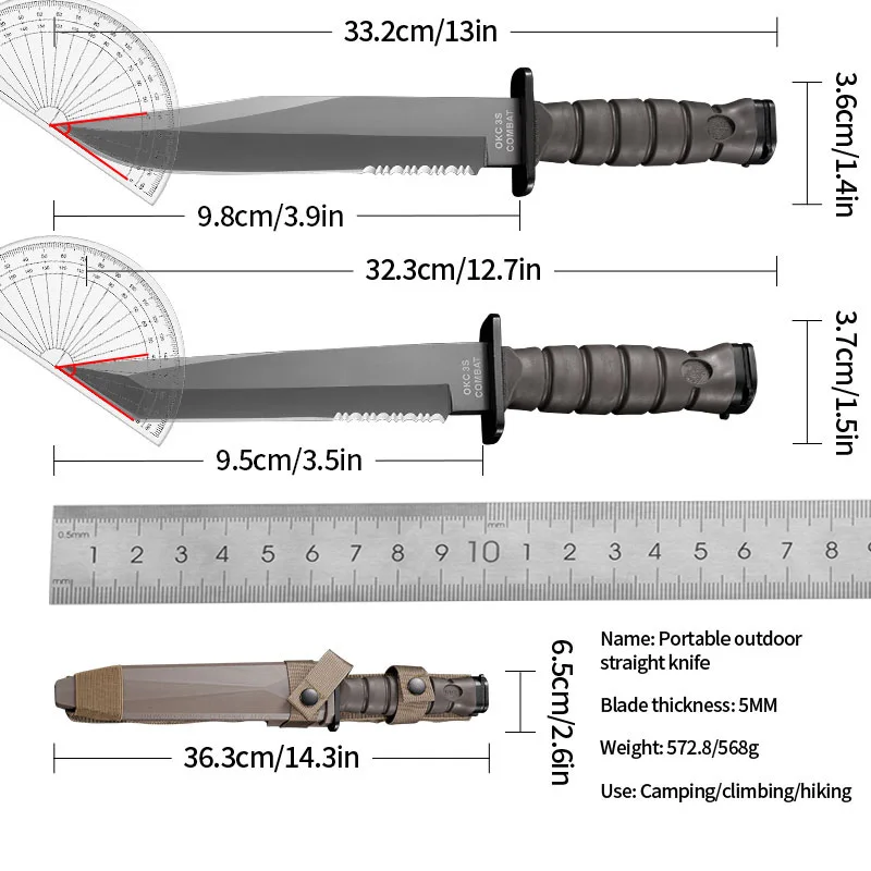 Outdoor Military Tactical Knife, EDC Fixed Blade, Self-Defense, Suitable for Outdoor Adventure, Survival Knife