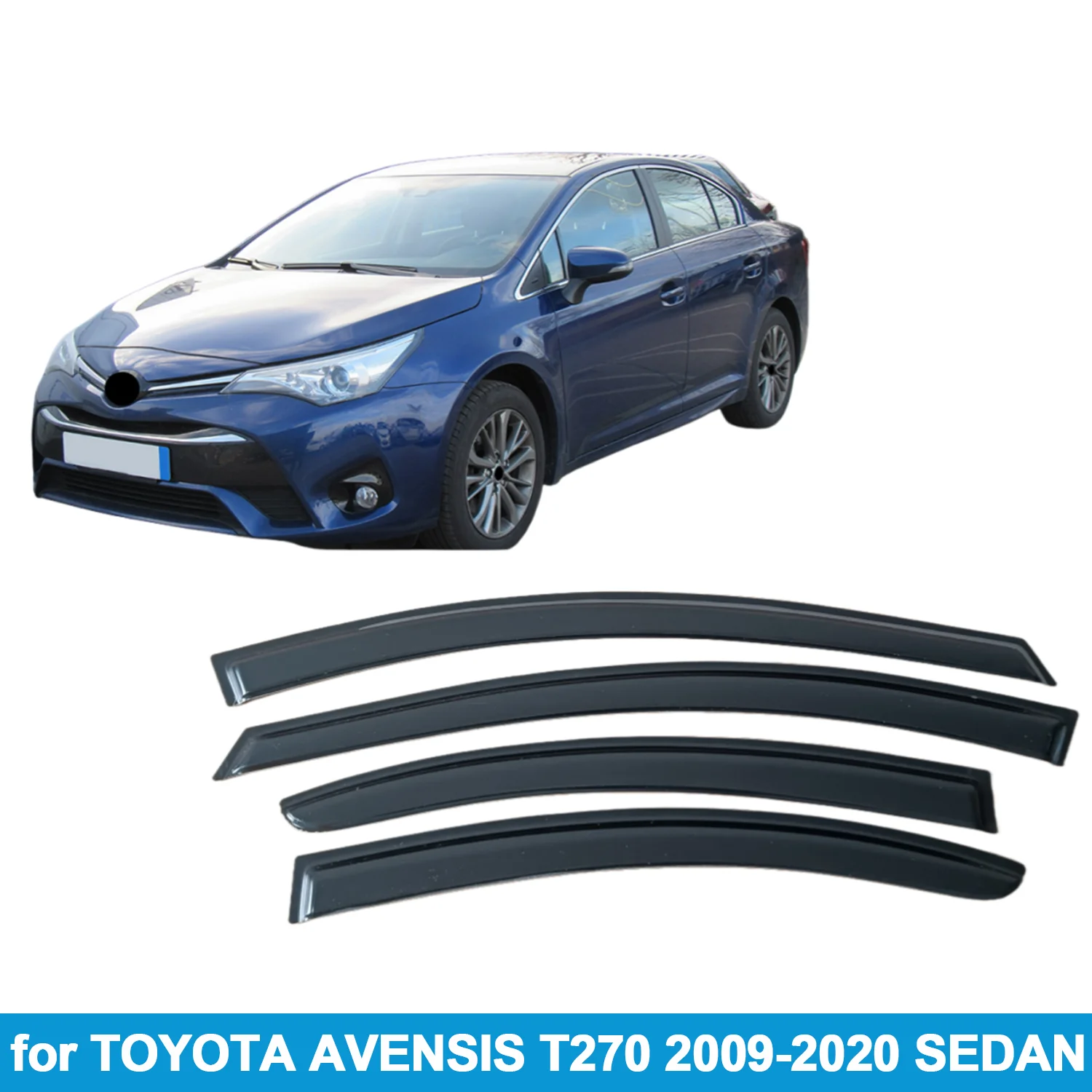 

Window Visor for TOYOTA AVENSIS T270 2009-2020 SEDAN Rain Guard Side Vent Deflector Weathershield Outside-Mount Tape On