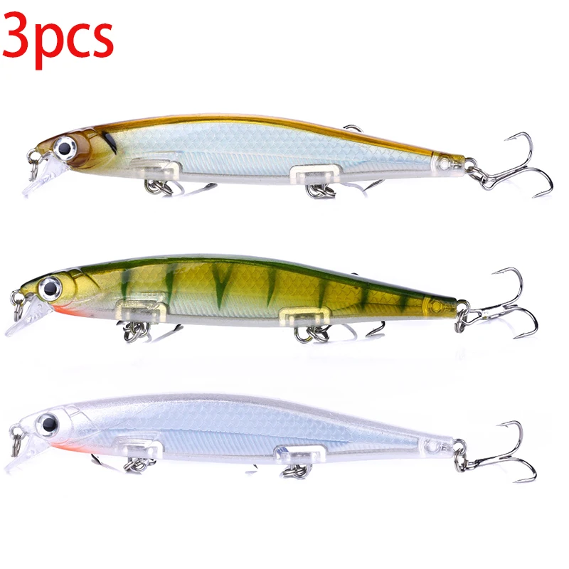 1 Stück Minnow Trolling Angelköder Laser-Hartköder 3D-Augen 11cm 13g Wobbler für Barsch, Hecht, Wolfsbarsch, Sinkender Jerkbait