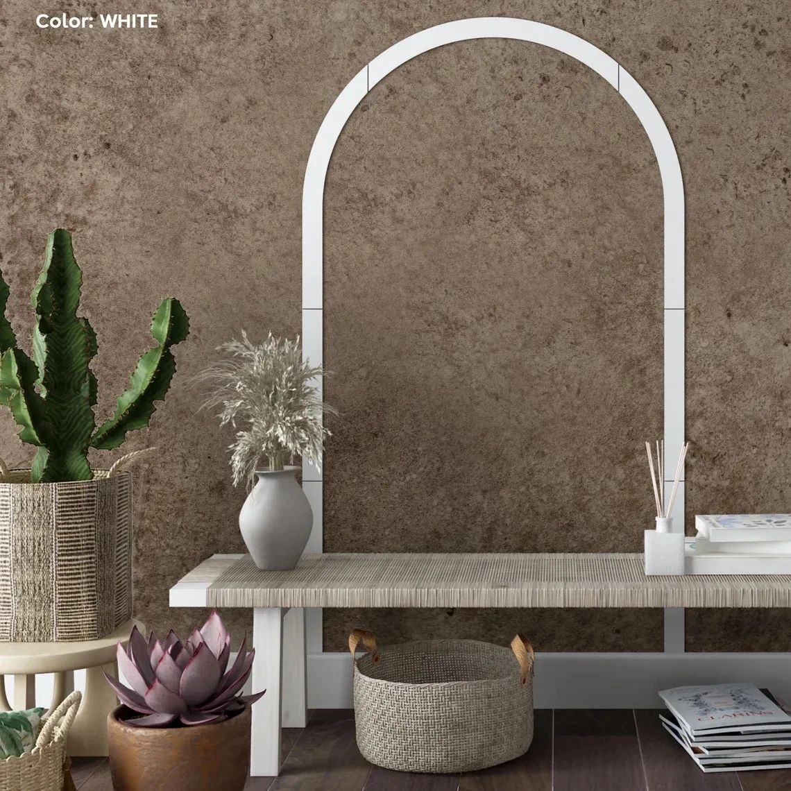 

белая арочная рамка, белая арочная настенная рамка, большая арка, настенное искусство, настенное искусство, настенное молдинг, формовка мебели своими руками