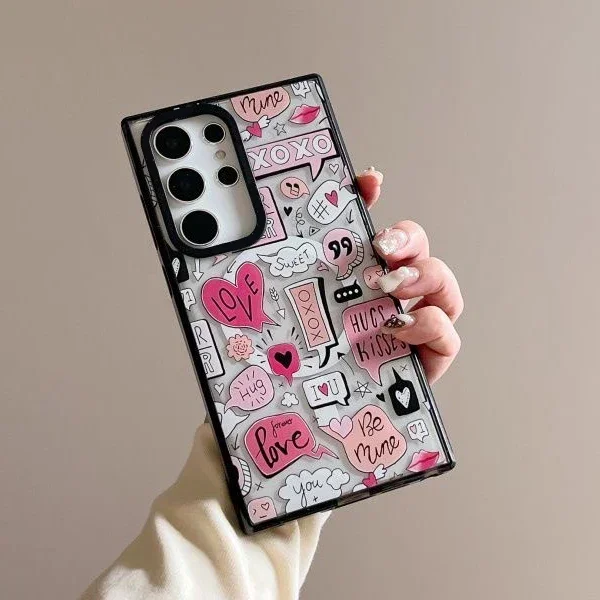 

Fashion Lady Magnetic Acrylic Black Border Case for Samsung Galaxy S22 S23 S24 S25 Ultra S23+ S24 Plus Protective Shell