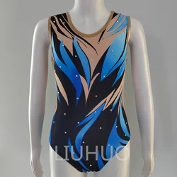 Blue Rhythmic Gymnastics Bodysuit Jumpsuit Competitive Suit Acrobatic Bodysuit Team Suit