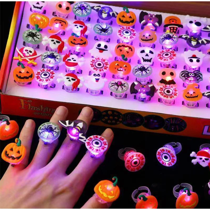 10/50pcs Halloween  Glowing Bracelets Rings Children Toys Props Halloween Party Decoration Treat Kids Party Gift Pinata Fillers