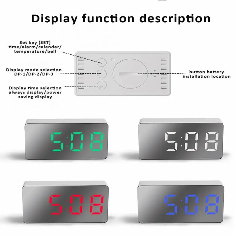 Electronic Desk Watch Silent Bedside Home Decor Gifts Table Clocks Desk Clock Alarm Snooze Display Time Snooze Desk Clocks