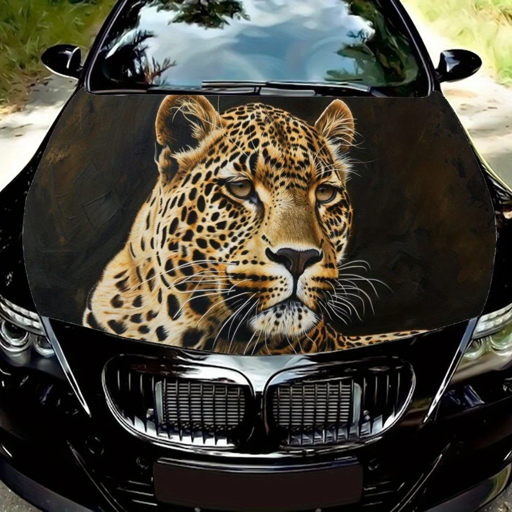 Sharp-eyed leopard car hood decals, car hood stickers, car hood wraps, gifts, self-adhesive waterproof, decorative anti-scratch,