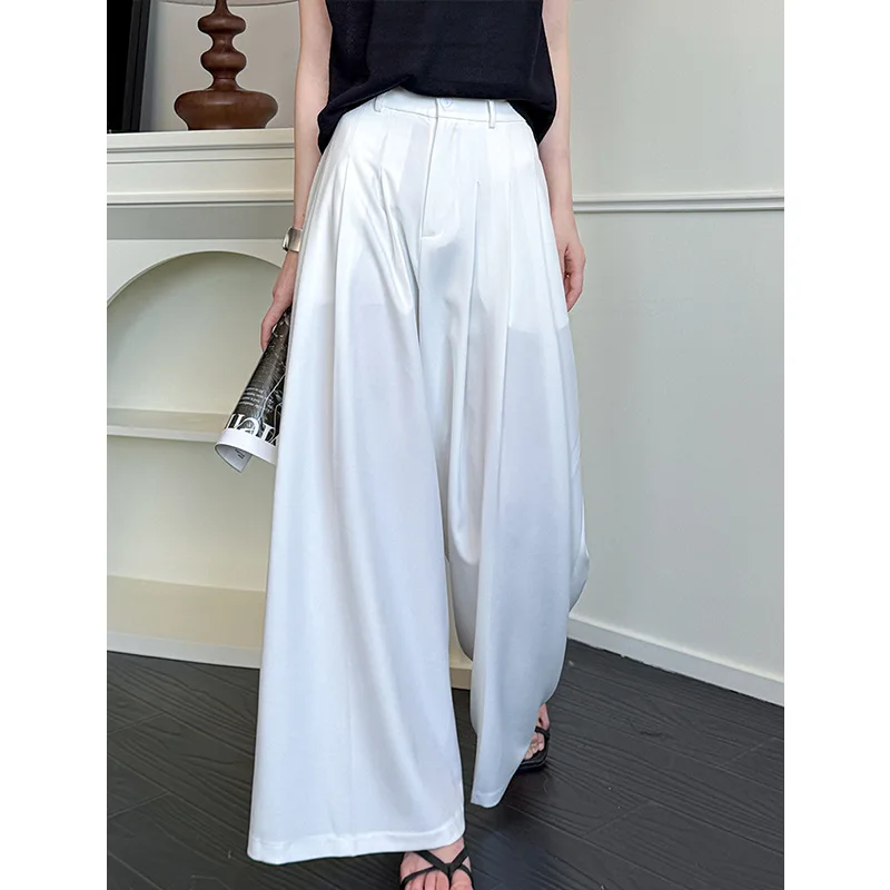 صيف جديد كلاسيكي ارتفاع الخصر مستقيم عارضة السراويل النسائية فضفاضة #4