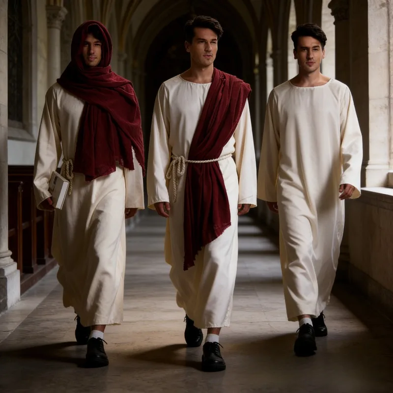 

Винтажный арабский дубайский халат, костюм миссионера Ближнего Востока, наряд пастуха для Хэллоуина и сценических выступлений, культурно-исторический аутентичный наряд