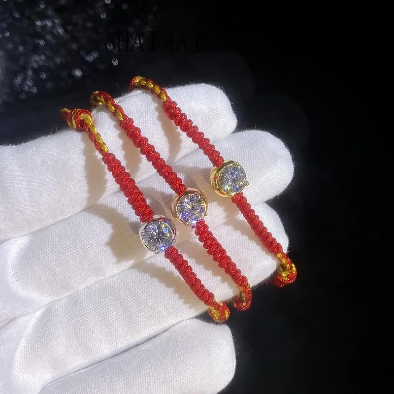 

HAIMAITONG PT950 Платиновый новый браслет из муассанита, женский браслет, метафизика, китайский стиль, пара, браслет нального года, красная веревка