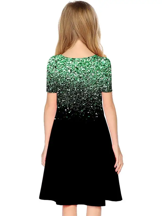 Summer starry sky print girl off-the-shoulder round neck fashion dress is on sale