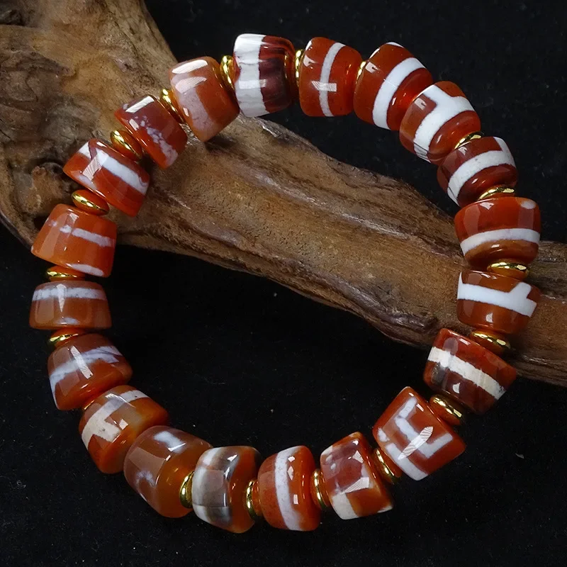 Tibetan Natural Agate Multi-Treasure Broken Beads Old Dzi Bead Bracelet Necklace16mmFor both left and right hand use