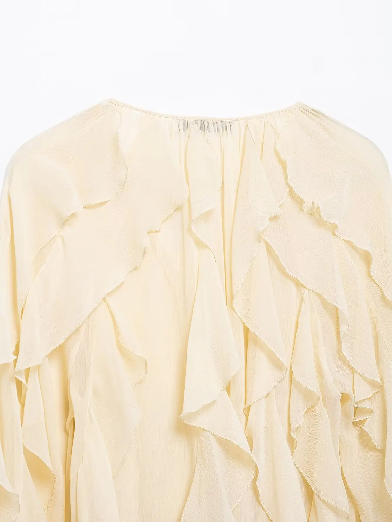 Frauen Casual Rüschen Hemd Lose Spitze Up Aushöhlen V-ausschnitt Tops 2025, Frühling Blusen Frauen Kleidung – Detail 10