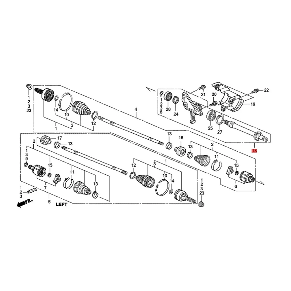 Car Intermediate Shaft 44500-SDB-A00 for Honda Accord 2003-2007 Acura TL 2004-2006 Front Half Shaft Assy 44500SDBA00